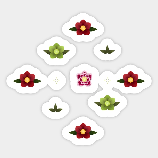 Hellebore Winter Flower Seamless Pattern Sticker by PaperRain